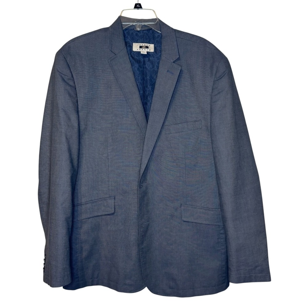 Joseph Abboud Mens Blazer Sport Coat 2-Button Double Vent Blue Nailhead XXL